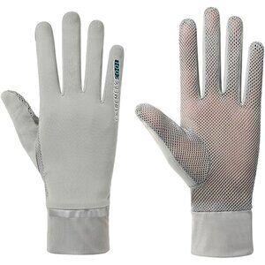 Women's Protection Outdoor Driving Fingerless Gray Gloves Silicone Print